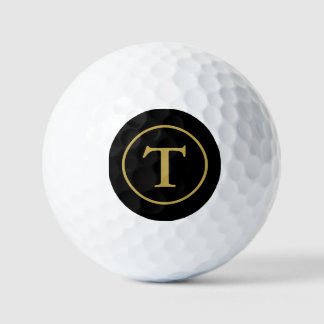Classic Black & Gold Mit Monogramm Golfball