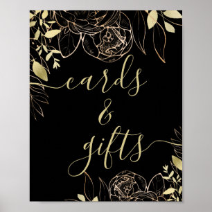 Classic Black & Gold Moderne Blumenkarten & Gesche Poster