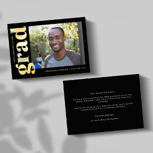 Classic Black Gold Photo Faire-part de graduation