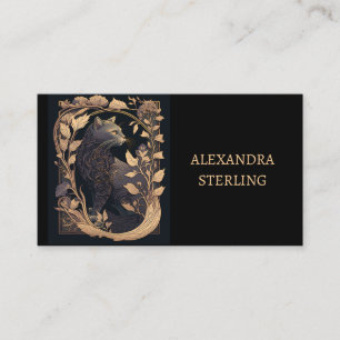 Classic Black Golden Art Nouveau Profil Katze Visitenkarte