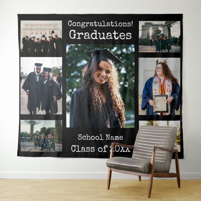 Classic Black gratulations Graduates Foto Wandteppich (Beispiel (Horizontal))