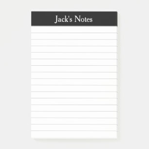 Classic Black Gray Lined Personalisiert Post-it Klebezettel