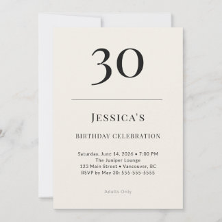Classic Black & Ivory 30th Birthday Celebration Einladung