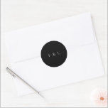 Classic Black Monogram Simple Wedding Runder Aufkleber<br><div class="desc">Classic wedding sticker featuring your monogram over a dark background and simple text only layout. A timeless,  traditional design ideal for formal and elegant celebrations.</div>