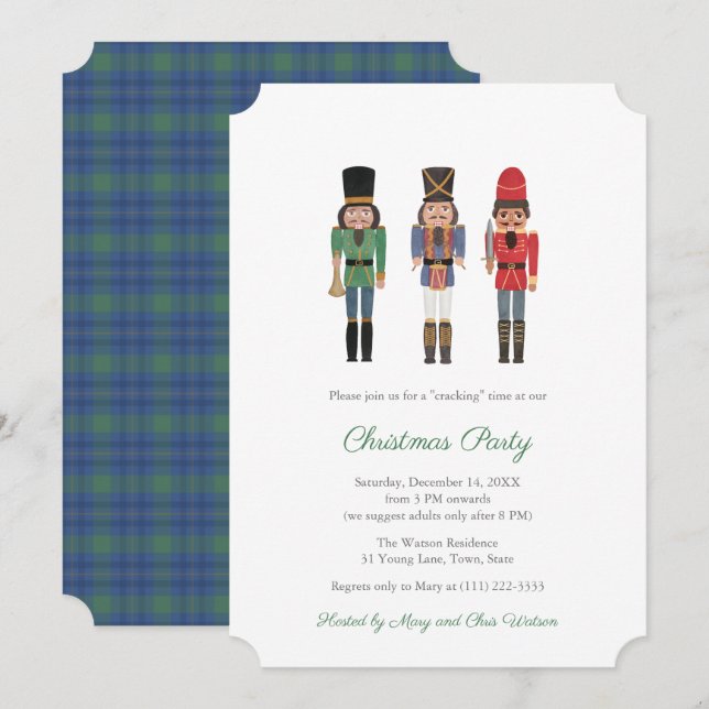 Classic Black Nutcracker Family Holidays Party Einladung (Vorne/Hinten)