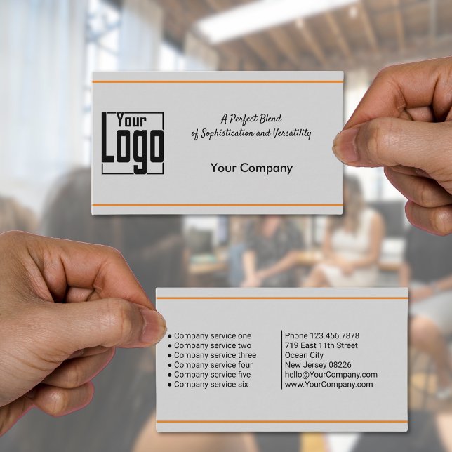 Classic Black Orange Gray Service List Company Visitenkarte (Classic Black Orange Gray Service List Company Business Card)