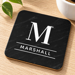 Classic Black Personalized Family Monogram Initial Getränkeuntersetzer