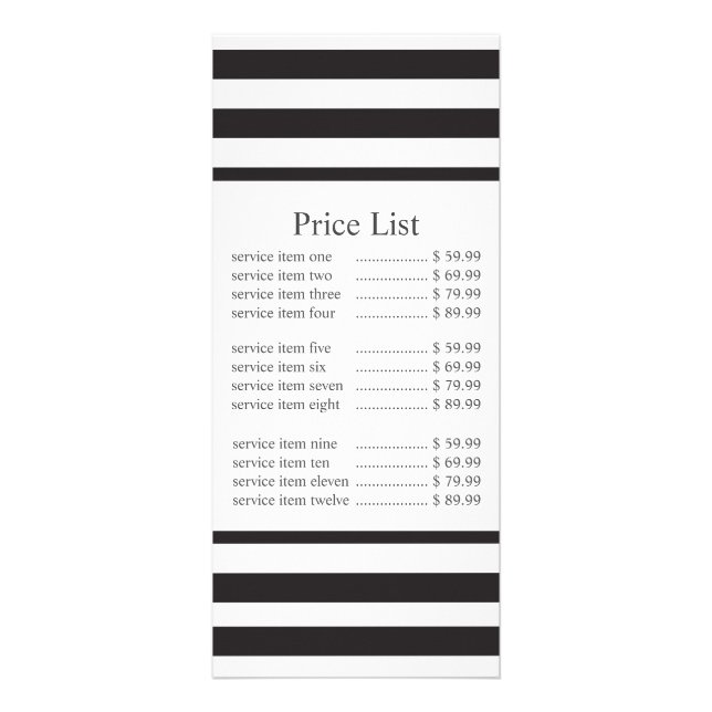 Classic Black Stripe Business Price Werbekarte (Vorne)