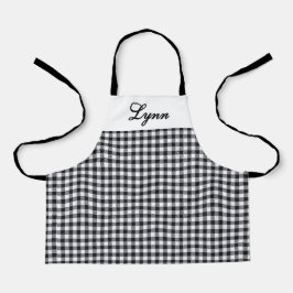 Classic Black & White Gingham | Personalized Name Schürze