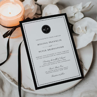 Classic Black & White Monogram Wedding Invitation Einladung