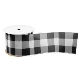 Classic Black & White Tartan Kariertes Weihnachtsg Satinband
