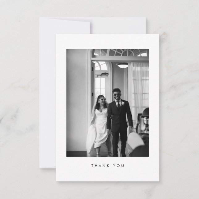 Classic Black & White Wedding Photo Thank You Card Dankeskarte (Vorderseite)