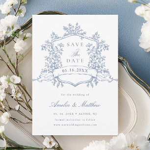 Classic Bloom Garden Dusty Blue Wedding Save The Date