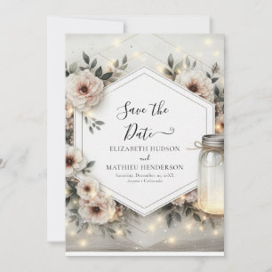 Classic Bloom Mason Jar Wedding Save The Date