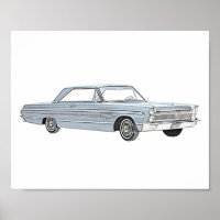 Classic Blue 1965 Plymouth Fury Pencil Zeichnend