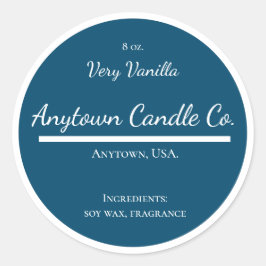 Classic Blue and White Candle Jar Label Runder Aufkleber