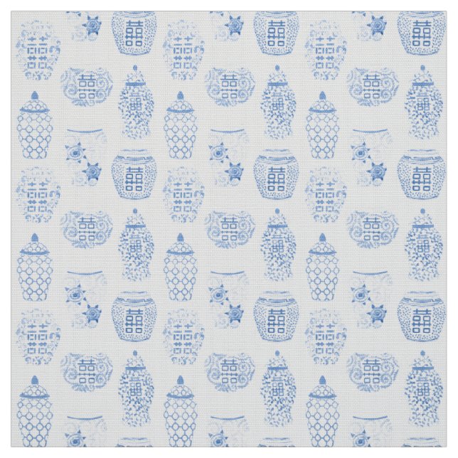 Classic Blue and White Ginger Jar Chinoiserie Stoff (Muster)