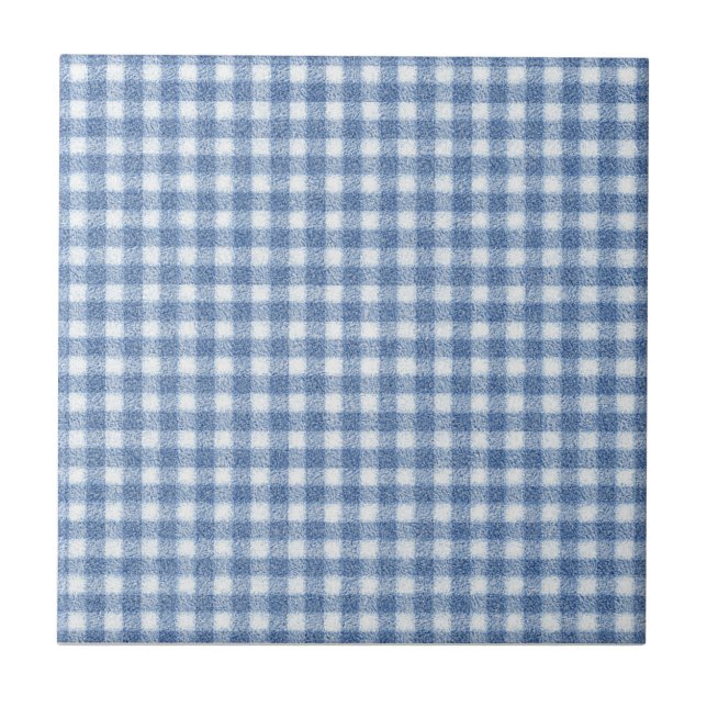 Classic Blue and White Gingham Check  Fliese (Vorderseite)