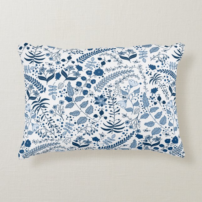 Classic Blue Boho Blume | Beautiful Dekokissen (Vorderseite)