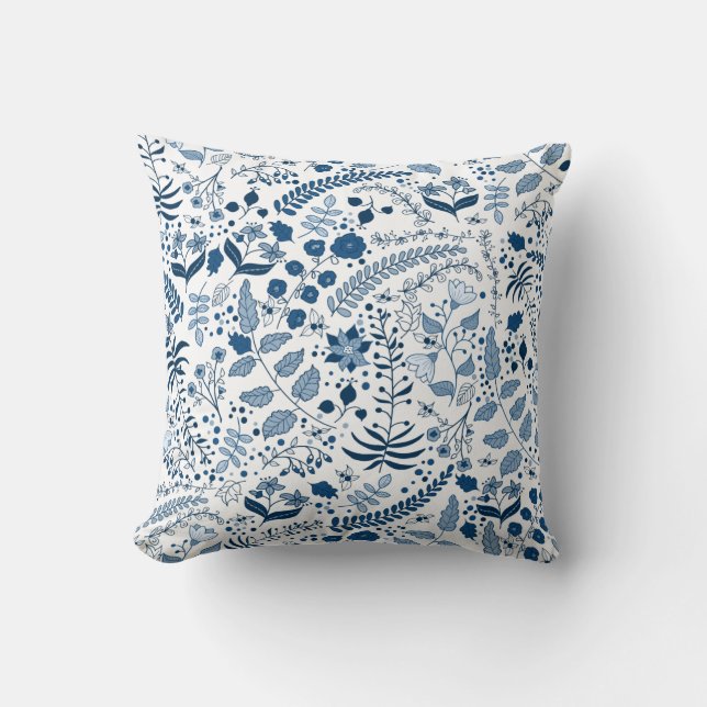 Classic Blue Boho Floral | Cherie's Art Original Kissen (Vorderseite)