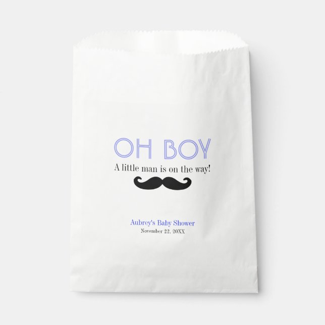 Classic Blue Boy Little Man Baby Shower Party Geschenktütchen (Vorderseite)