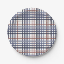 Classic Blue Burgundy Plaid Pappteller