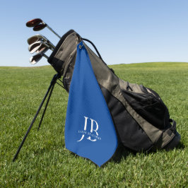 Classic Blue Elegant Monogram und Name Golfhandtuch