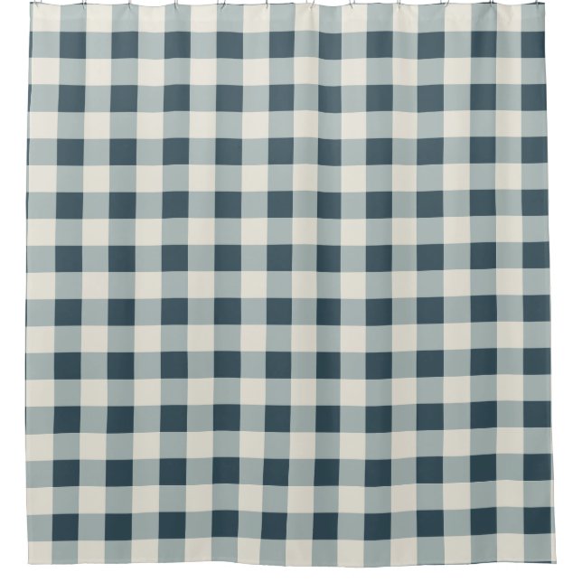 Classic Blue Farmhouse Gingham Style Duschvorhang (Vorderseite)