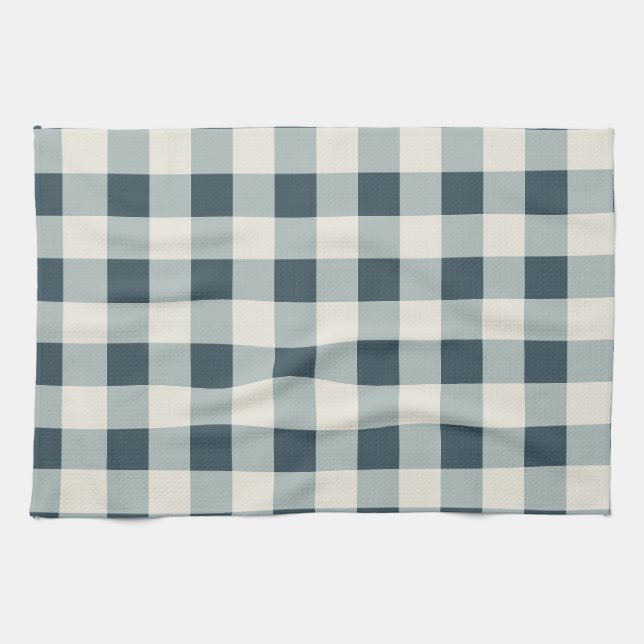 Classic Blue Farmhouse Gingham Style Geschirrtuch (Horizontal)