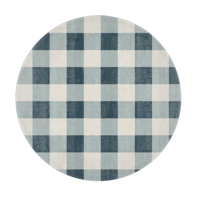 Classic Blue Farmhouse Gingham Style Schneidebrett (Vorderseite)