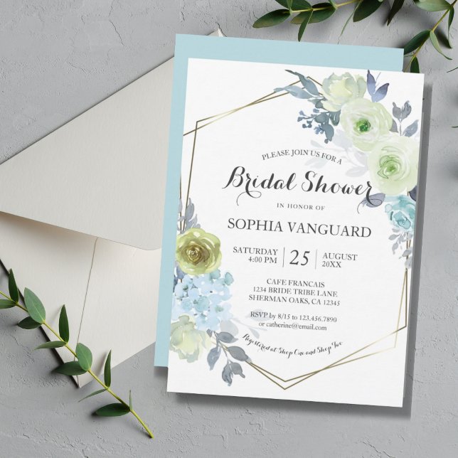 Classic Blue Floral Bridal Shower Invitation Post (Créateur téléchargé)