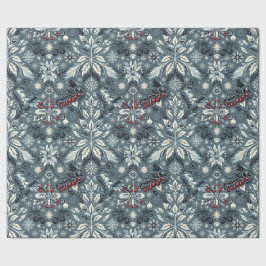 Classic Blue Floral Trimming Weihnachten Geschenkpapier