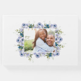 Classic Blue Floral Wedding Verlobung Foto Gästebuch