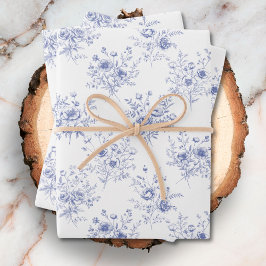 Classic Blue Flowers Pattern French blue toile Geschenkpapier Set