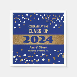 Classic Blue Gold Class 2024 Name Abschluss Serviette