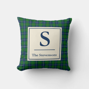 Classic Blue Green Tartan Kariert Personalisiert Kissen