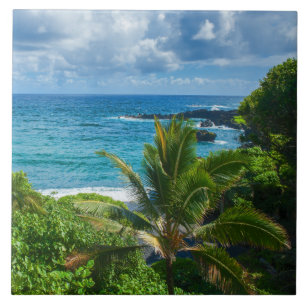 Classic Blue Hawaii Tropical Island Sea Palms Fliese