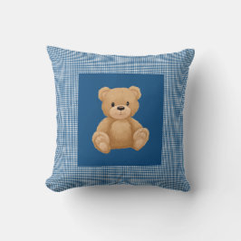 Classic Blue Houndstooth, Teddy Bear, Kissen