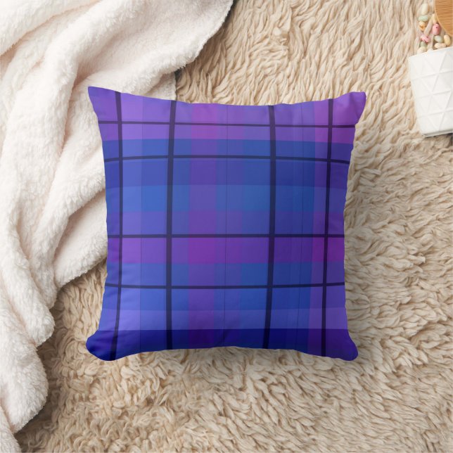 Classic Blue Lila Black Kariert Decorative Pillow Kissen (Decke)
