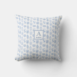 Classic Blue Monogram Ginger Jar Baby Boy Kinderzi Kissen