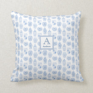 Classic Blue Monogram Ginger Jar Baby Boy Kinderzi Kissen
