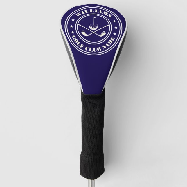 Classic Blue Personalisiert Golf Club Name Headcover (Vorderseite)
