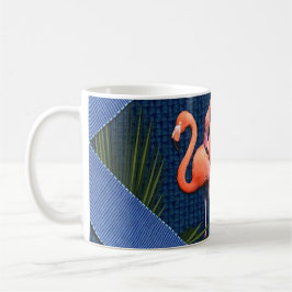 Classic Blue Pink Flamingos Green Blätter Kaffeetasse