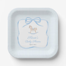 Classic Blue Rocking Horse Boy Baby Shower Party