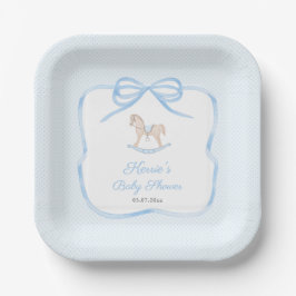 Classic Blue Rocking Horse Boy Baby Shower Party Pappteller