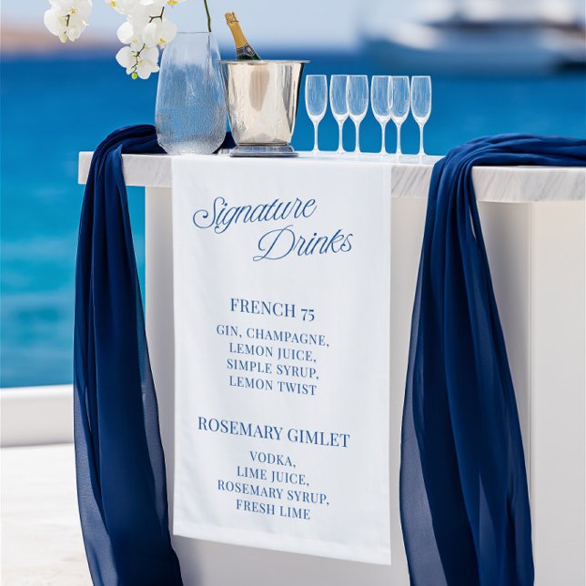 Classic Blue Script Wedding Signature Drinks Banner (Classic Blue Script Wedding Signature Drinks Banner)