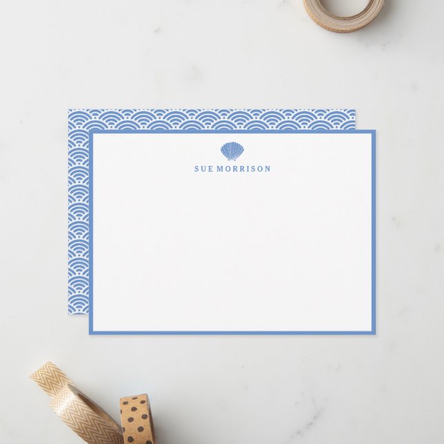 Classic Blue Seashell Personalisiert 12x18 Station Mitteilungskarte (Vorderseite/Rückseite Beispiel)