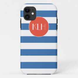 Classic Blue Stripes Cabana Stil iPhone 11 Hülle