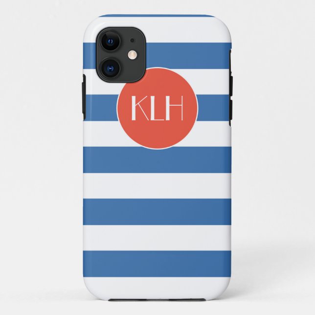 Classic Blue Stripes Cabana Stil Case-Mate iPhone Hülle (Rückseite)