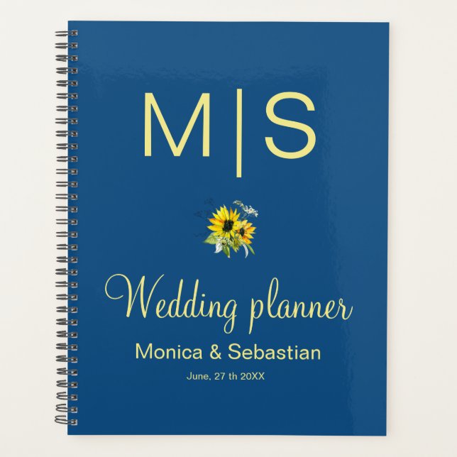 Classic Blue Sunflower Hochzeitsplaner Planer (Vorderseite)